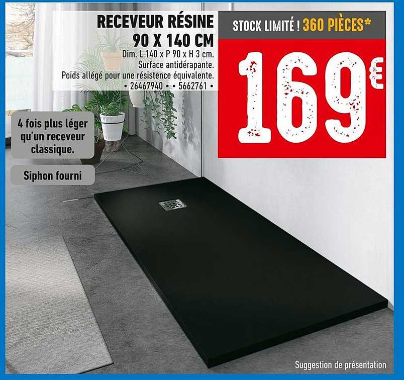 Receveur Résine 90 X 140 cm