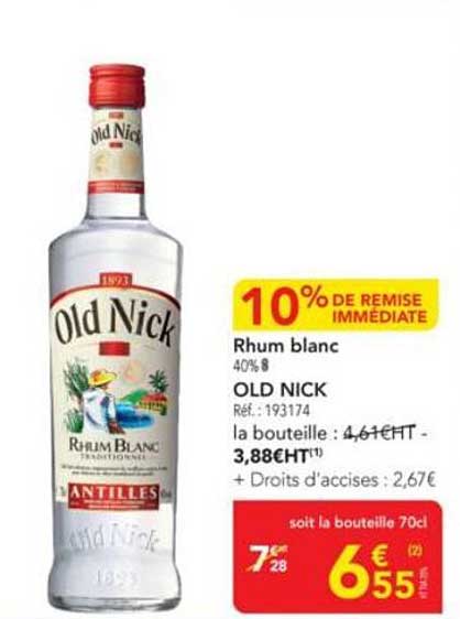 Rhum blanc 40% - OLD NICK