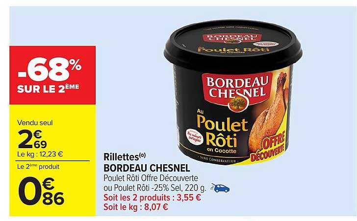 Rillettes(0) BORDEAU CHESNEL Poulet Rôti Offre Découverte