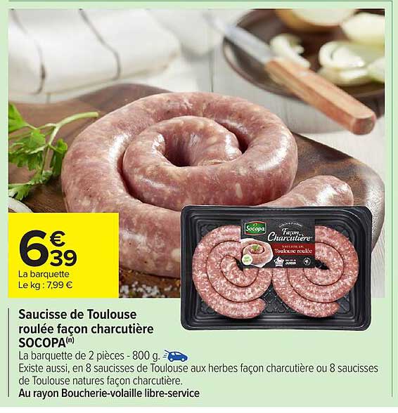 Saucisse de Toulouse roulée façon charcutière SOCOPA