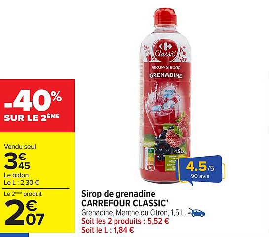 Sirop de grenadine CARREFOUR CLASSIC’