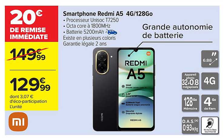 Smartphone Redmi A5 4G/128Go