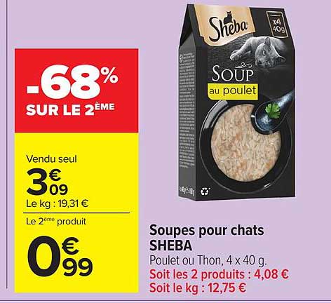 Soupes pour chats SHEBA au poulet