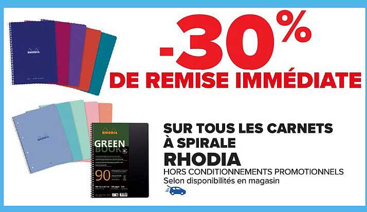 SUR TOUS LES CARNETS À SPIRALE RHODIA