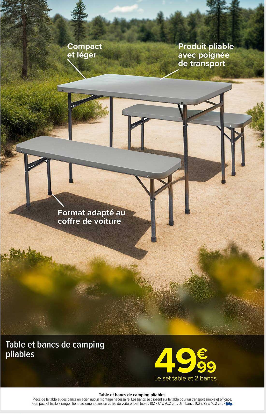 Table et bancs de camping pliables