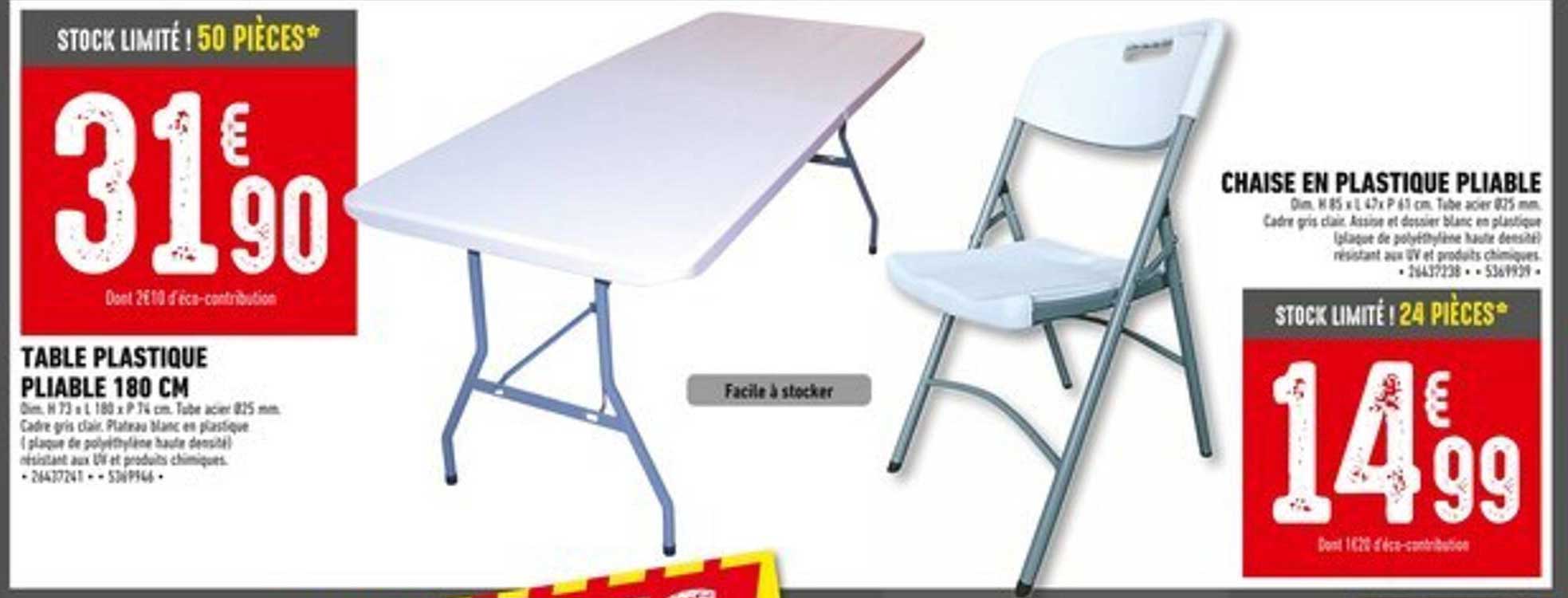 TABLE PLASTIQUE PLIABLE 180 CM