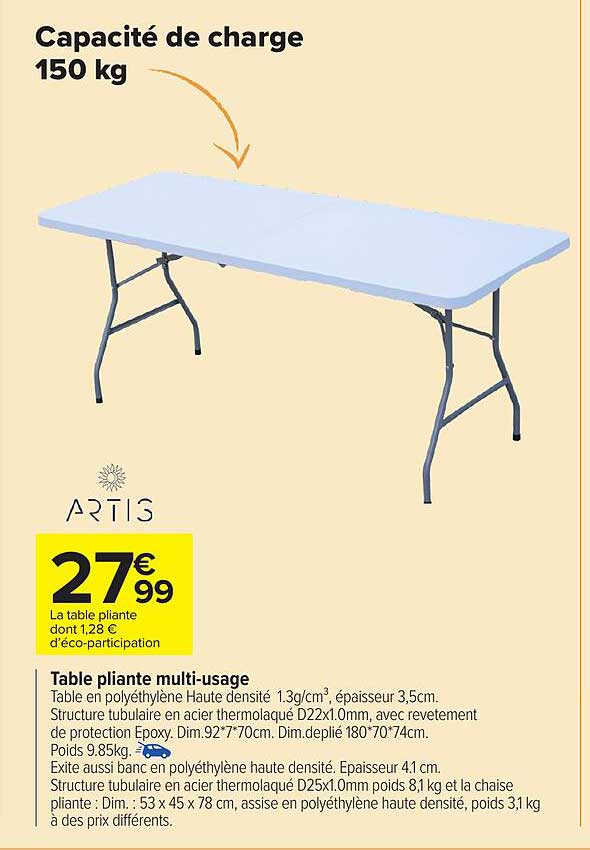 Table pliante multi-usage