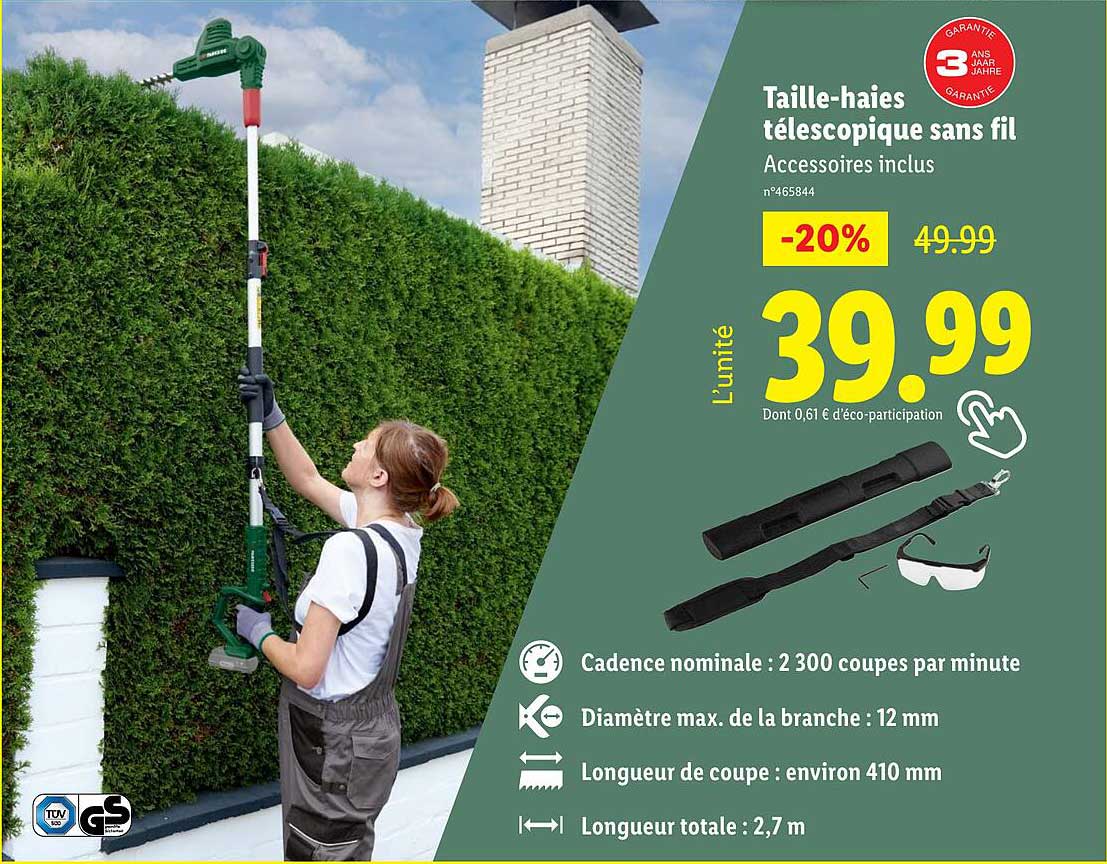 Taille-haies télescopique sans fil