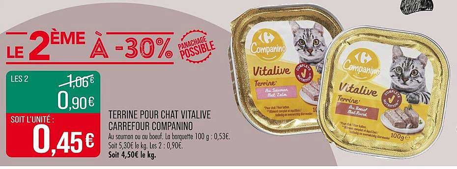 TERRINE POUR CHAT VITALIVE CARREFOUR COMPANINO