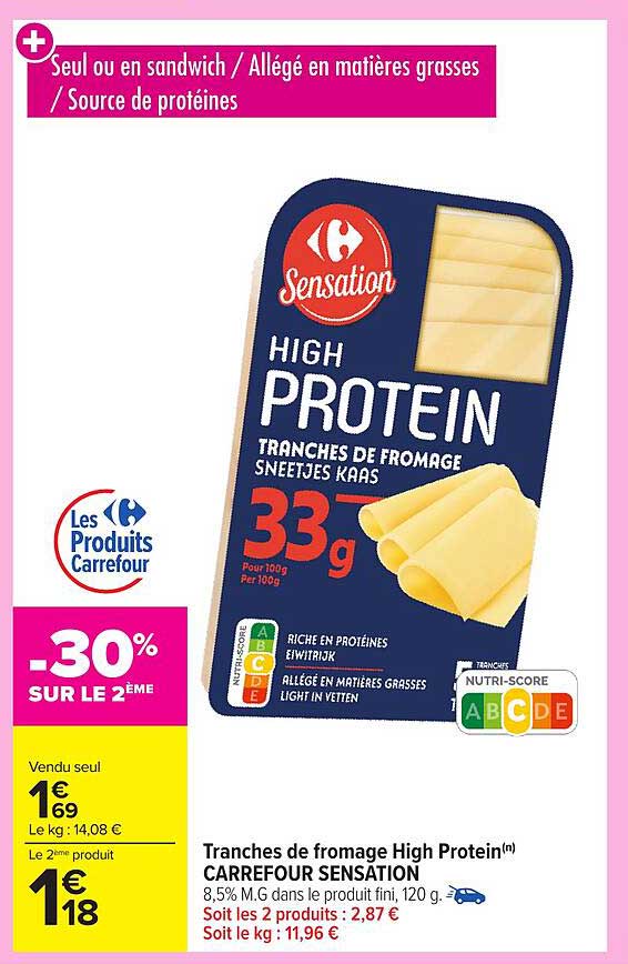 Tranches de fromage High Protein(n) CARREFOUR SENSATION