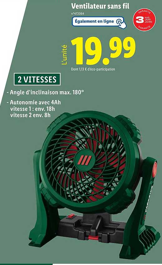 Ventilateur sans fil