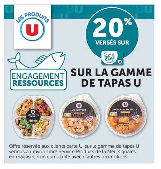 20% VERSES SUR LA GAMME DE TAPAS U