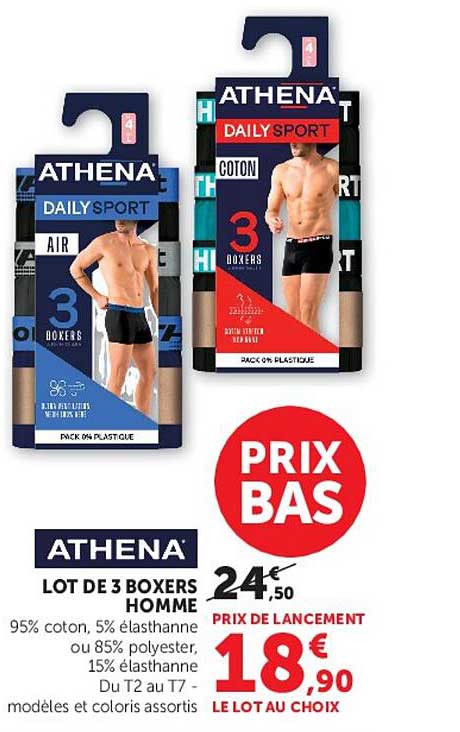 ATHENA LOT DE 3 BOXERS HOMME