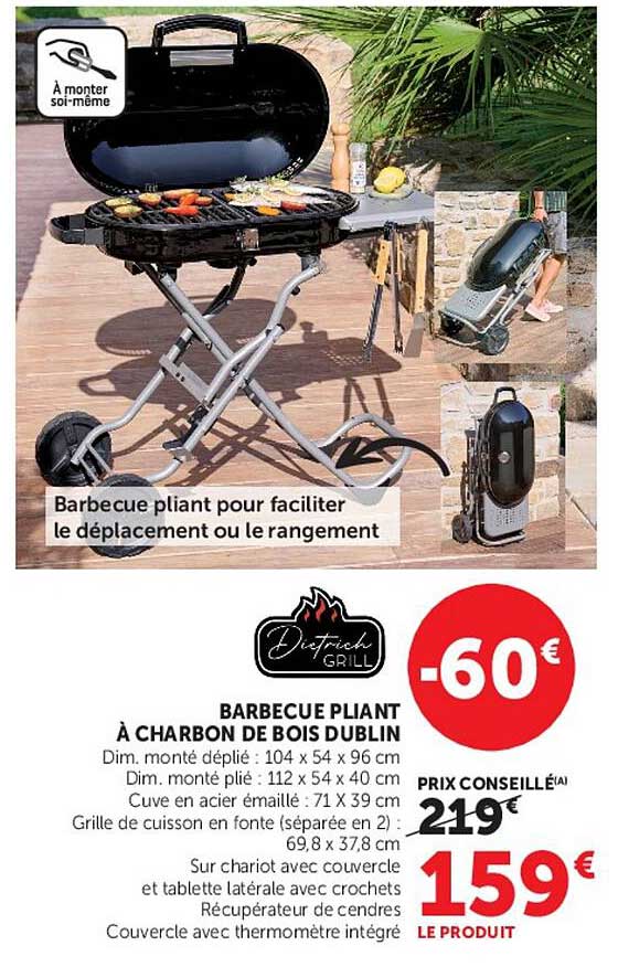 BARBECUE PLIANT À CHARBON DE BOIS DE DUBLIN