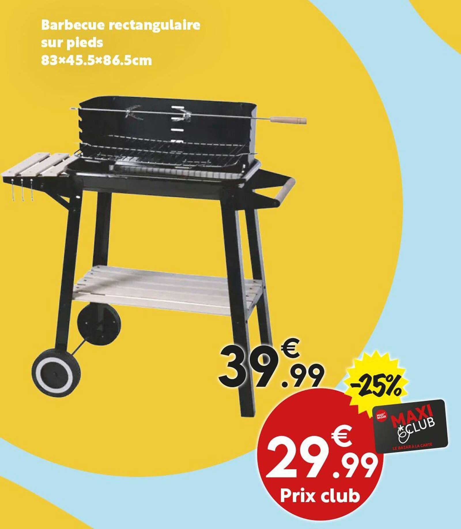 Barbecue rectangulaire sur pieds 83x45.5x86.5cm