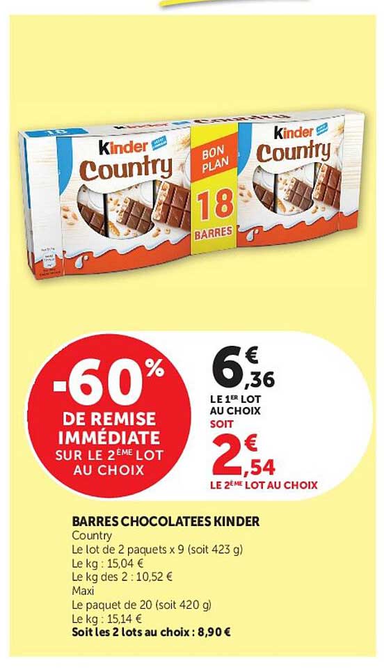 BARRES CHOCOLATEES KINDER Country