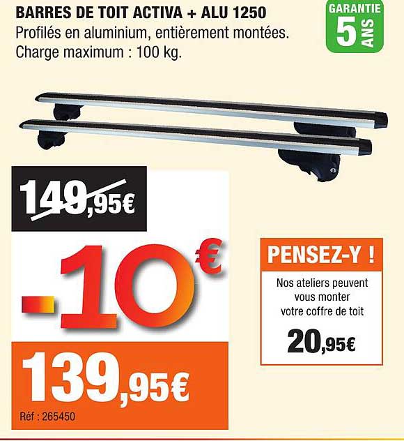 BARRES DE TOIT ACTIVA + ALU 1250