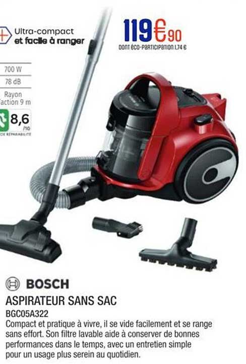 BOSCH ASPIRATEUR SANS SAC BGC05A322