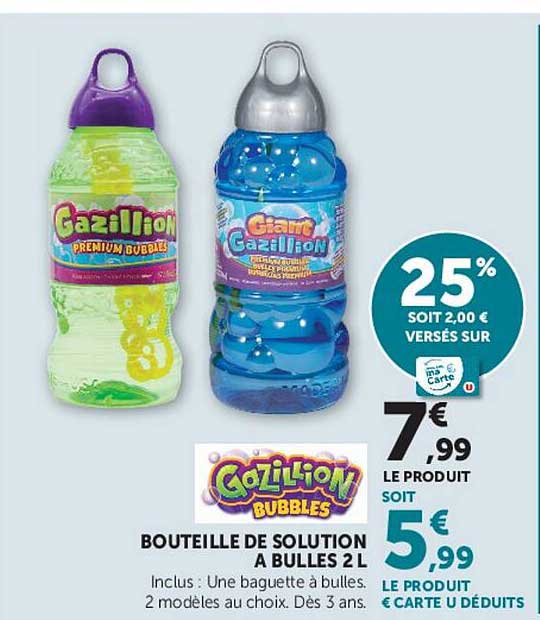 BOUTEILLE DE SOLUTION A BULLES 2 MODELES AU CHOIX. DÈS 3 ANS.