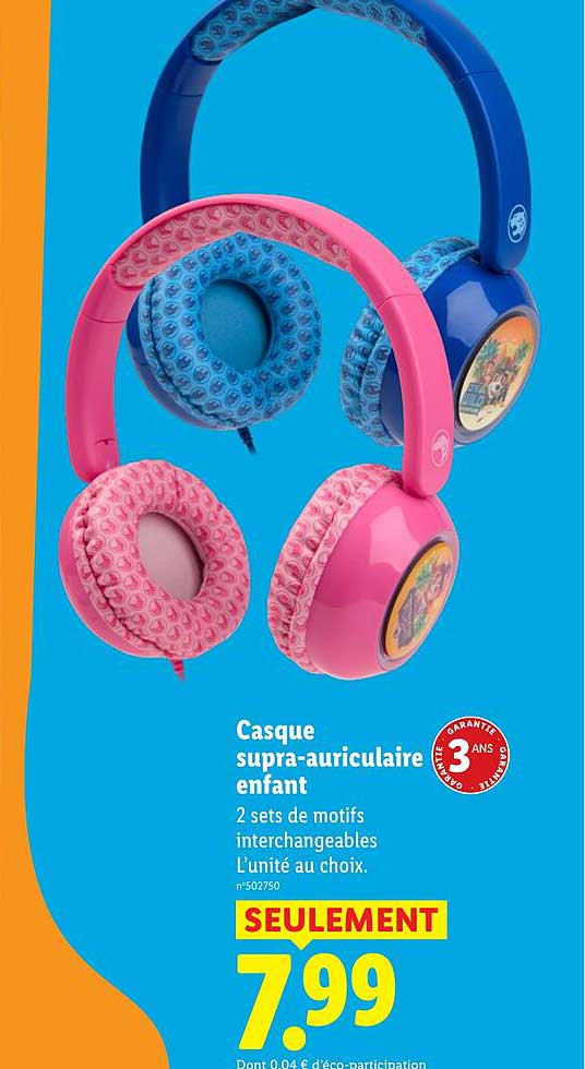 Casque supra-auriculaire enfant