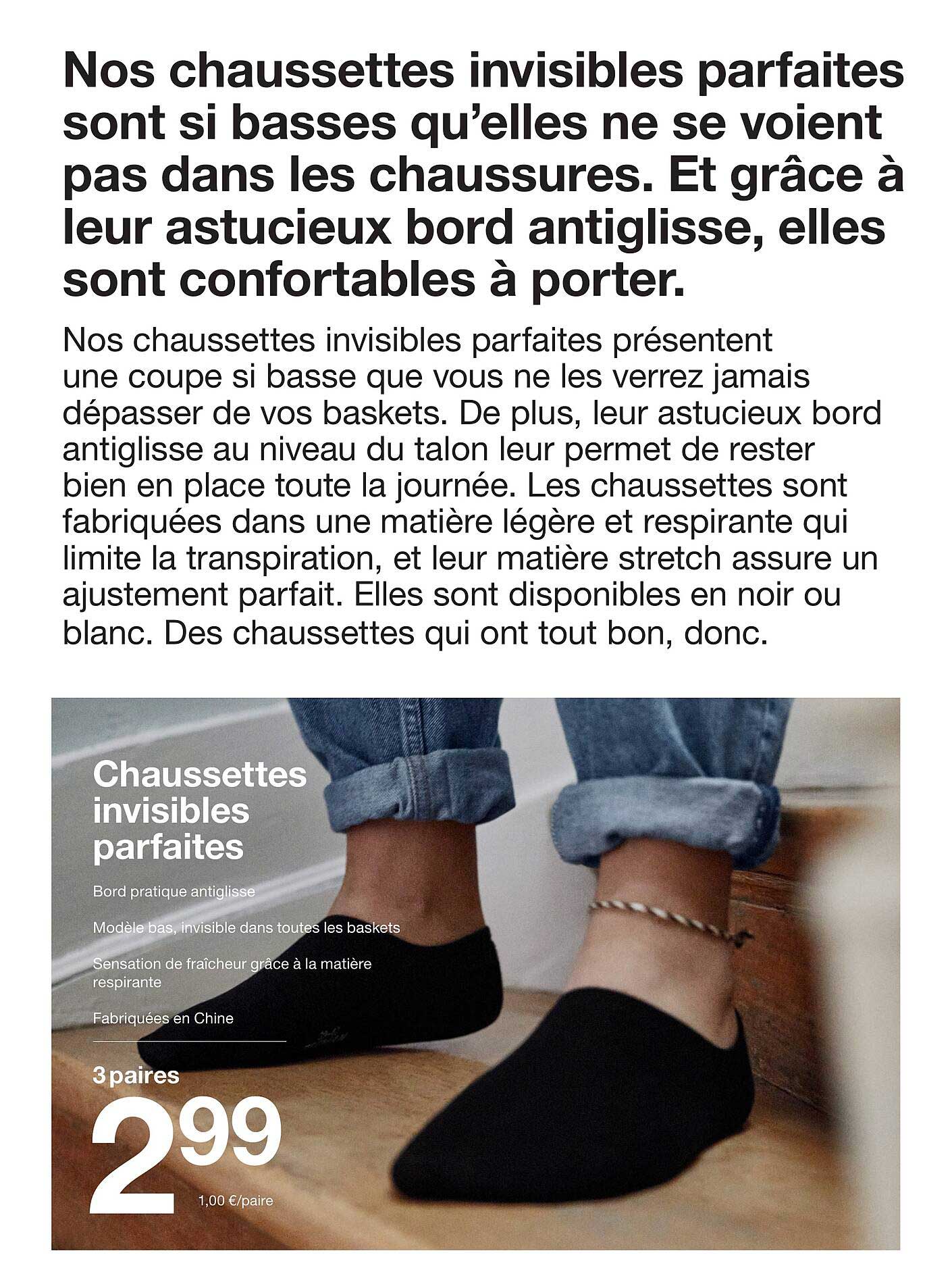 Chaussettes invisibles parfaites