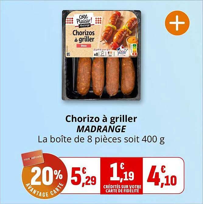 Chorizo à griller MADRANGE La boîte de 8 pièces soit 400 g