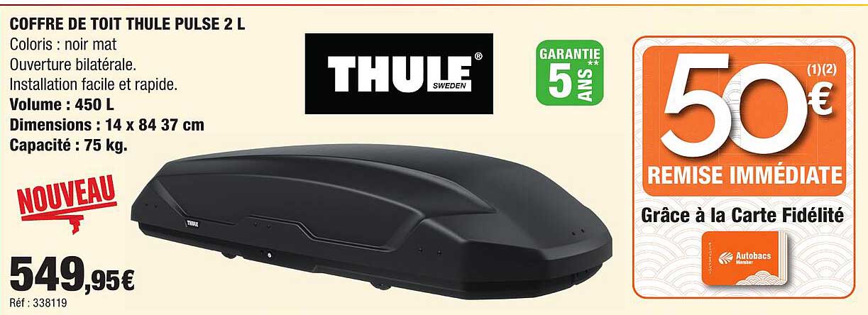 COFFRE DE TOIT THULE PULSE 2 L