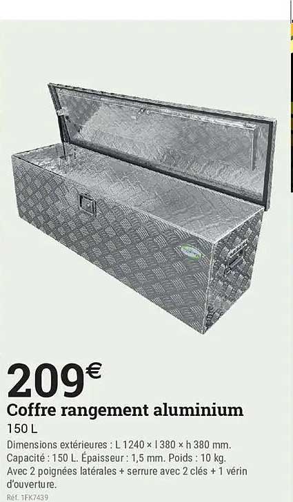 Coffre rangement aluminium 150 L