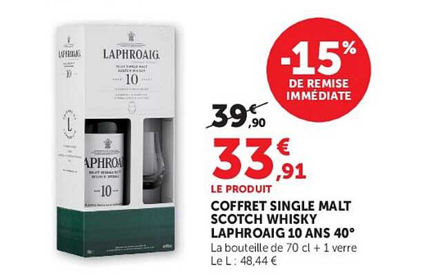 COFFRET SINGLE MALT SCOTCH WHISKY LAPHROAIG 10 ANS 40°