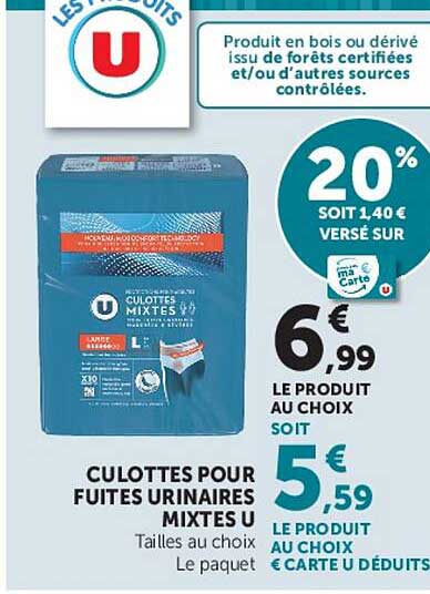 CULOTTES POUR FUITES URINAIRES MIXTES U