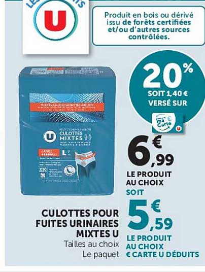 CULOTTES POUR FUITES URINAIRES MIXTES U