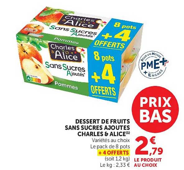 DESSERT DE FRUITS SANS SUCRES AJOUTÉS CHARLES & ALICE