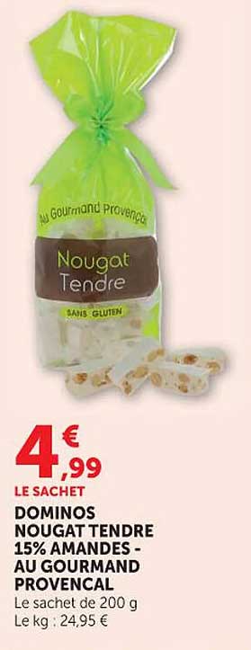 DOMINOS NOUGAT TENDRE 15% AMANDES - AU GOURMAND PROVENCAL