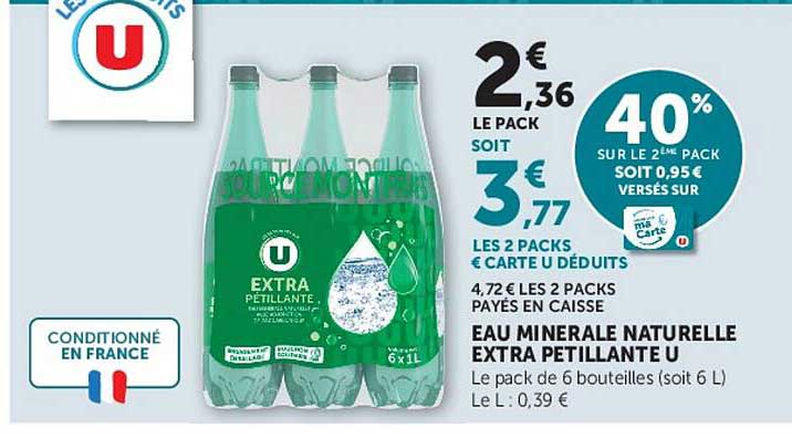 EAU MINERALE NATURELLE EXTRA PETILLANTE U