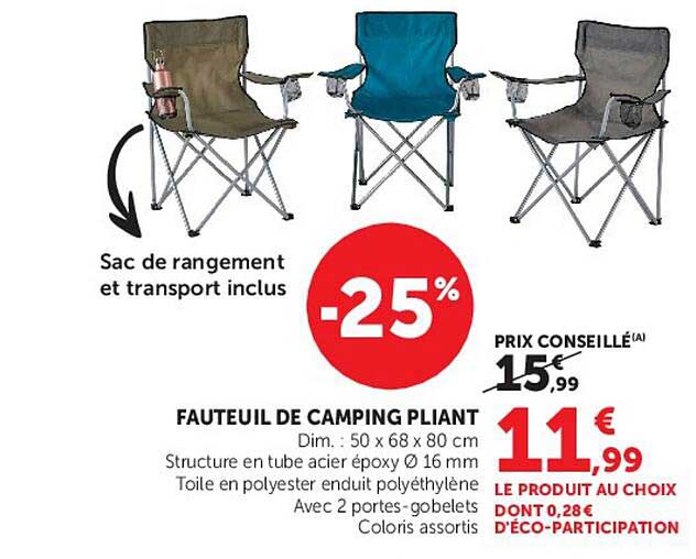 FAUTEUIL DE CAMPING PLIANT