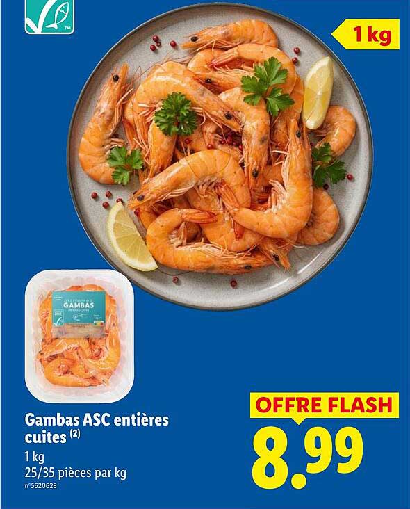 Gambas ASC entières cuites