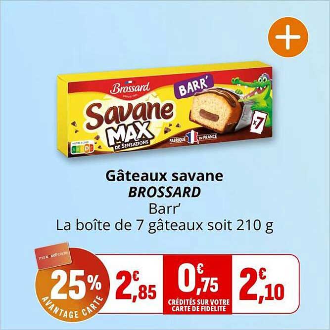 Gâteaux savane BROSSARD Barr' La boite de 7 gâteaux soit 210 g