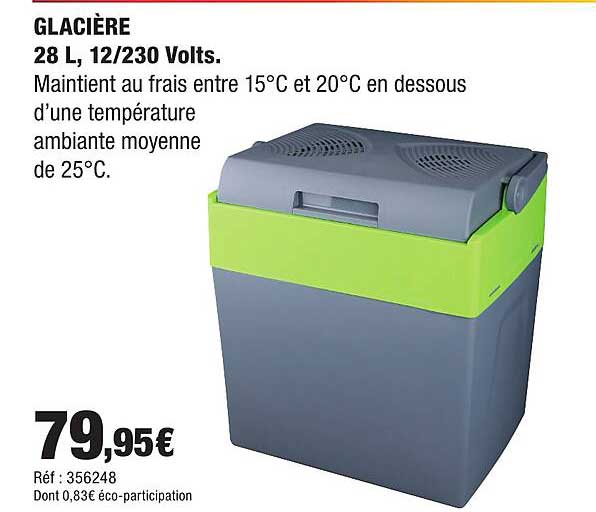 GLACIÈRE 28 L, 12/230 Volts.