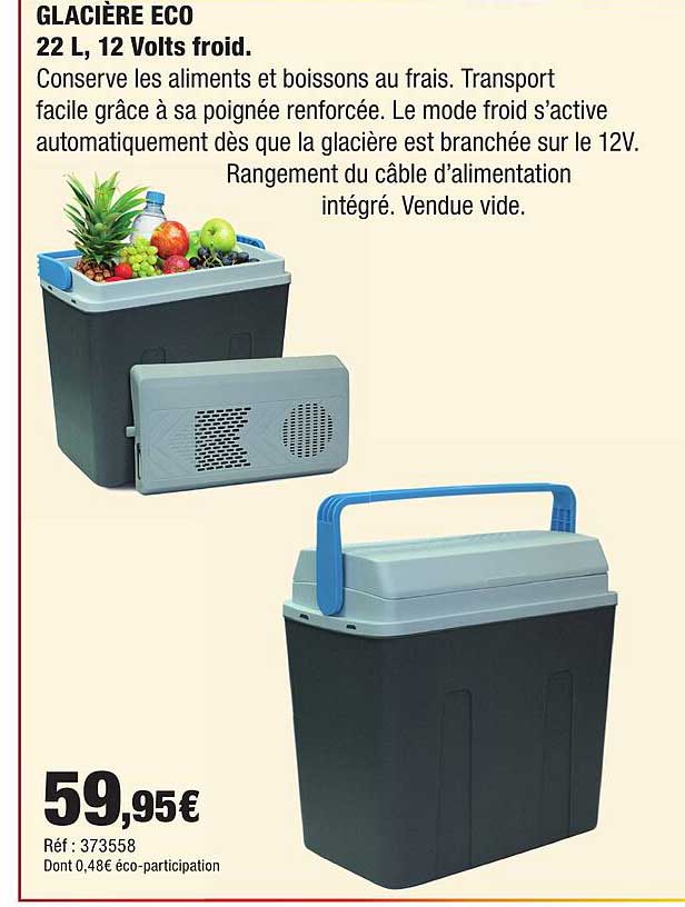 GLACIÈRE ECO 22 L, 12 Volts froid.