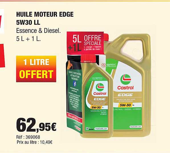 HUILE MOTEUR EDGE 5W30 LL Essence & Diesel. 5 L + 1 L.