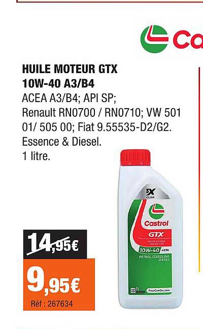 HUILE MOTEUR GTX 10W-40 A3/B4