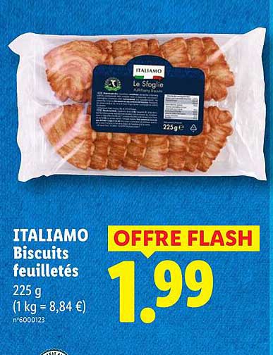 ITALIAMO Biscuits feuilletés 225 g (1 kg = 8,84 €) n°6000123 OFFRE FLASH