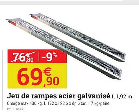 Jeu de rampes acier galvanisé L 1,92 m