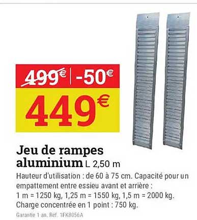 Jeu de rampes aluminium L 2,50 m