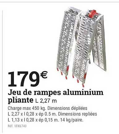 Jeu de rampes aluminium pliante L 2,27 m