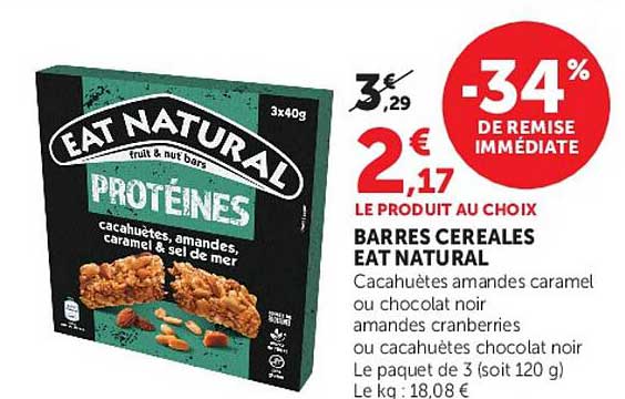 LE PRODUIT AU CHOIX BARRES CEREALES EAT NATURAL