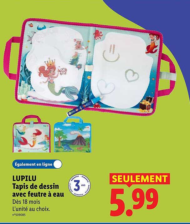LUPILU Tapis de dessin avec feutre à eau