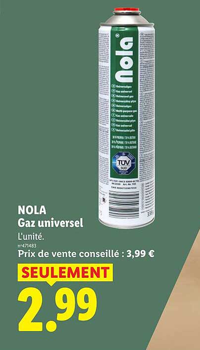 NOLA Gaz universel L'unité.