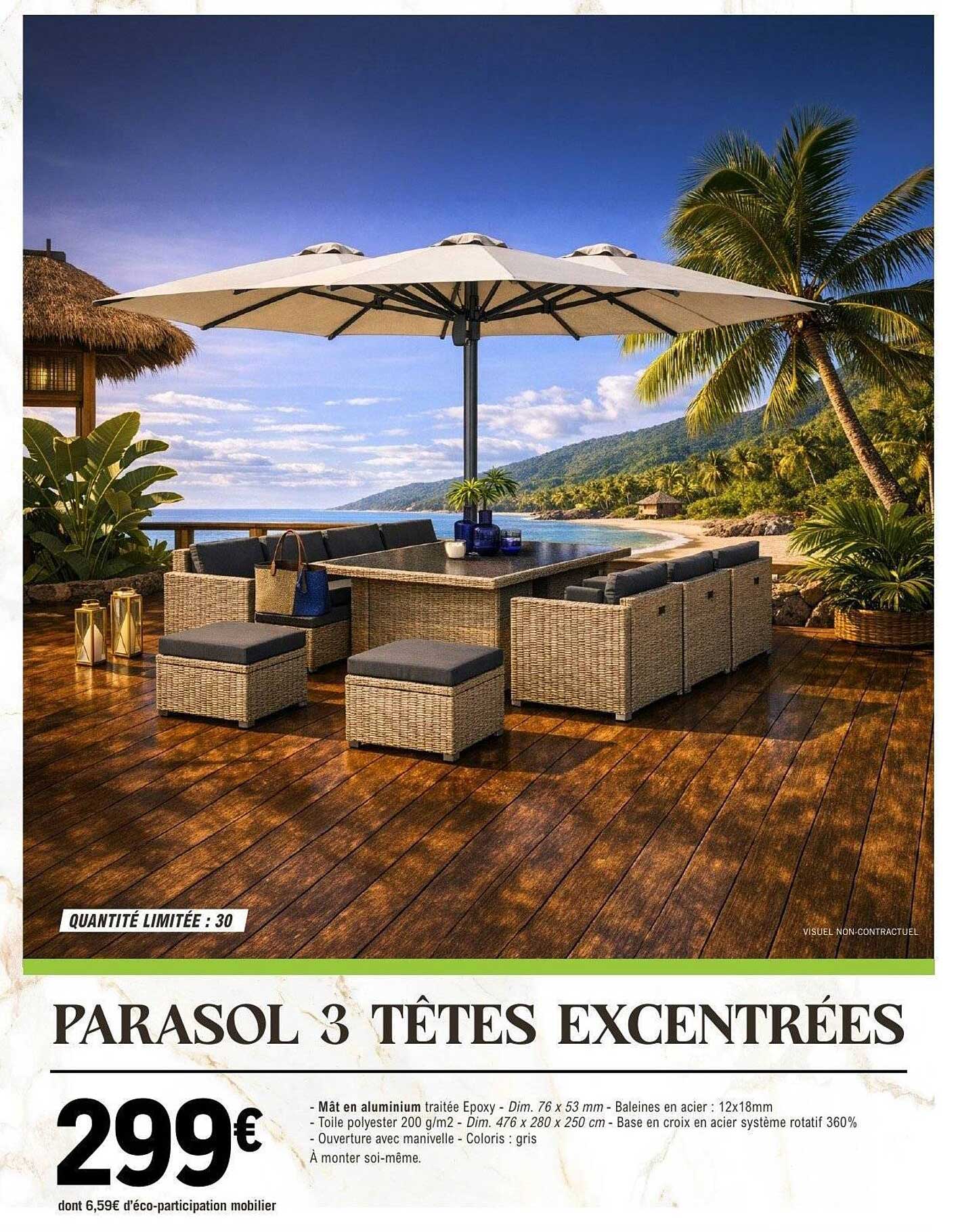 PARASOL 3 TÊTES EXCENTRÉES
