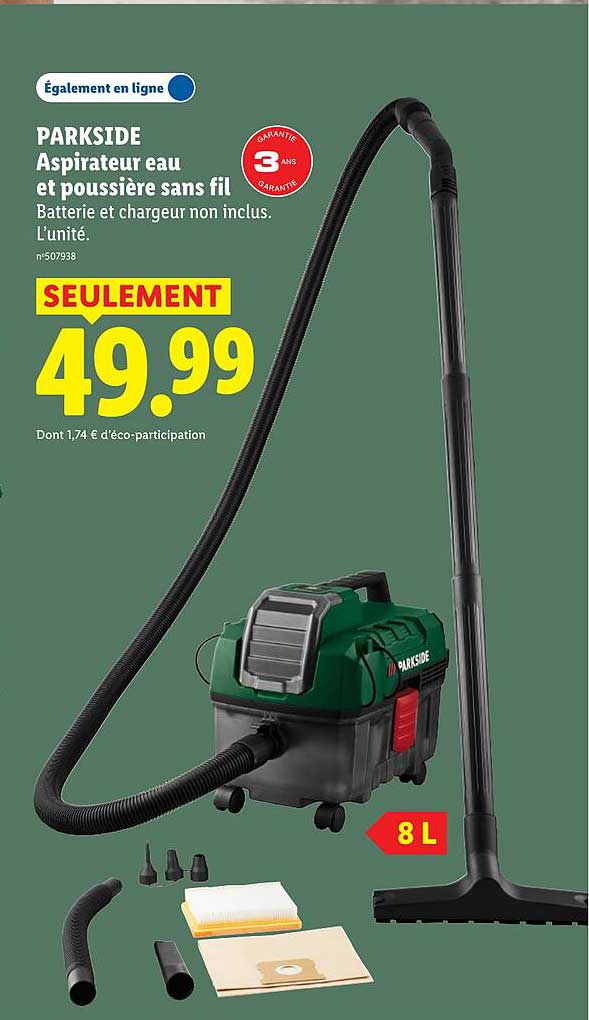 PARKSIDE Aspirateur eau et poussière sans fil